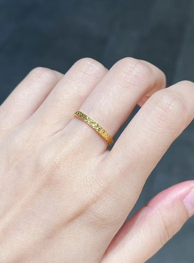 5G黄金碎碎金戒指女999足金碎冰冰素圈指环纯金食指戒送女友