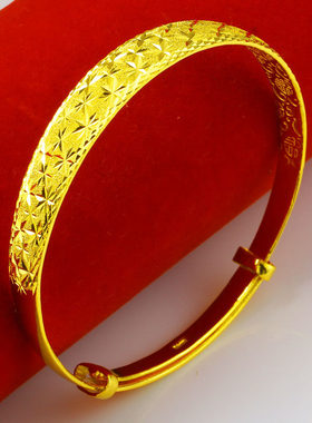 黄金手镯9999足金女款满天星纯金镯子真金手环送老婆生日礼物