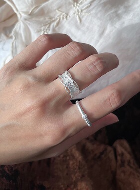 一恋新中式蕾丝花边戒指女精致时尚轻奢花纹开口指环ins风叠戴食