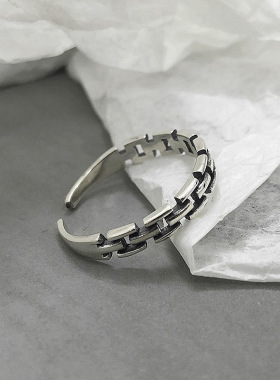 一恋个性镂空几何戒指女表链设计感时尚开口指环复古食指