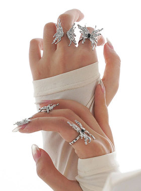 一恋韩版化茧成蝶戒指女复古时尚甜美蝴蝶开口指环嘻哈食指戒潮