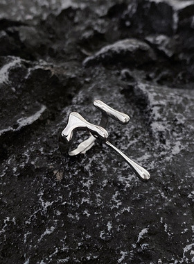 一恋个性S925银水滴液体戒指女复