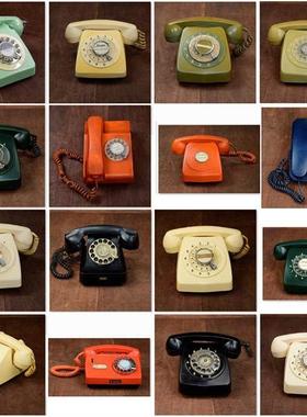 老式转盘电话机覆古装饰道具古董老物件摆件彩色怀旧座机 仅摆设