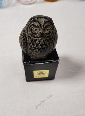 日本 南部铁器 呆萌猫头鹰 铸铁文镇摆件 书镇镇纸桌面文房礼物