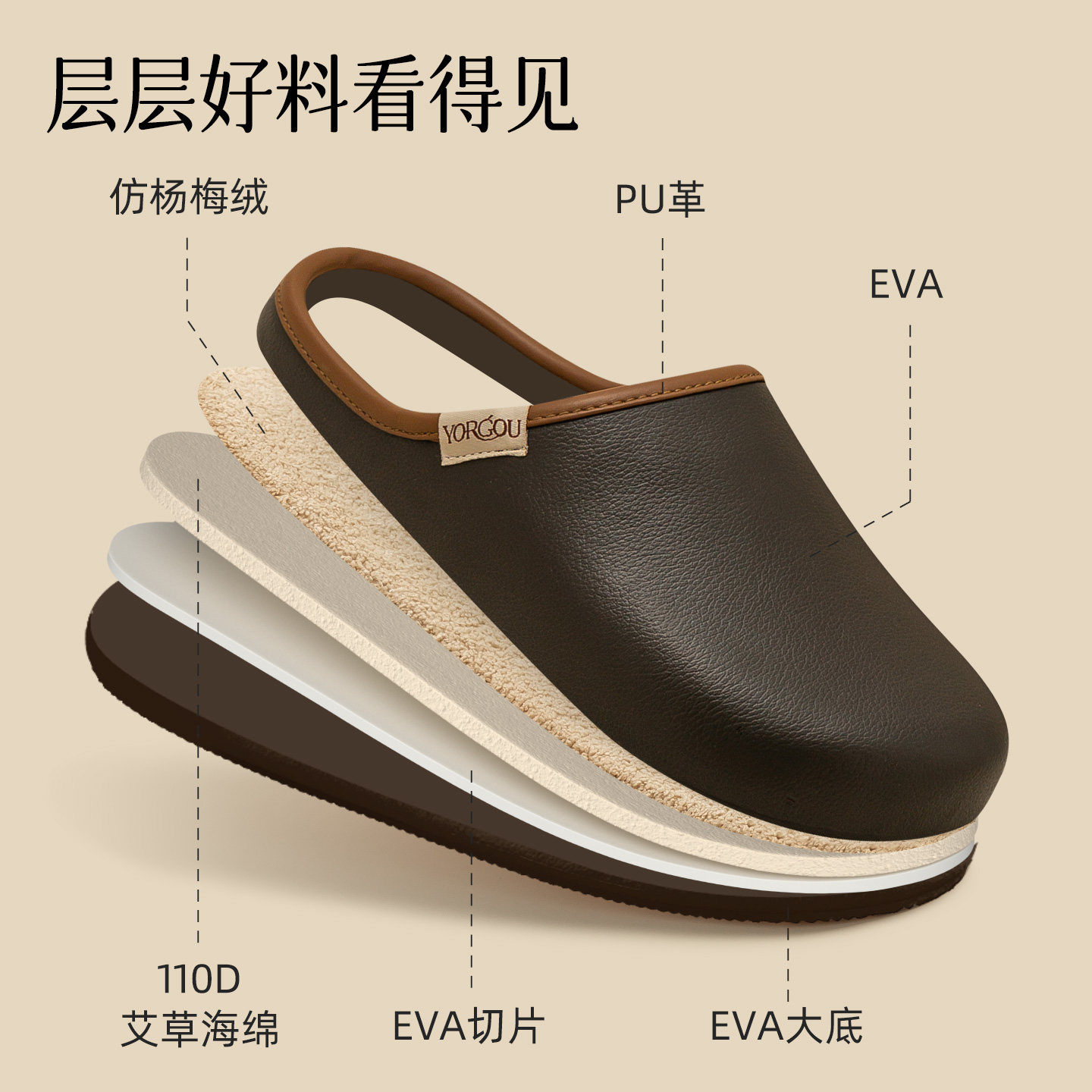 男士高级感皮纹防水壳子棉拖鞋秋冬季室内家居保暖抗菌女地板软底,淘宝优惠券,粉丝福利购,淘宝优惠卷