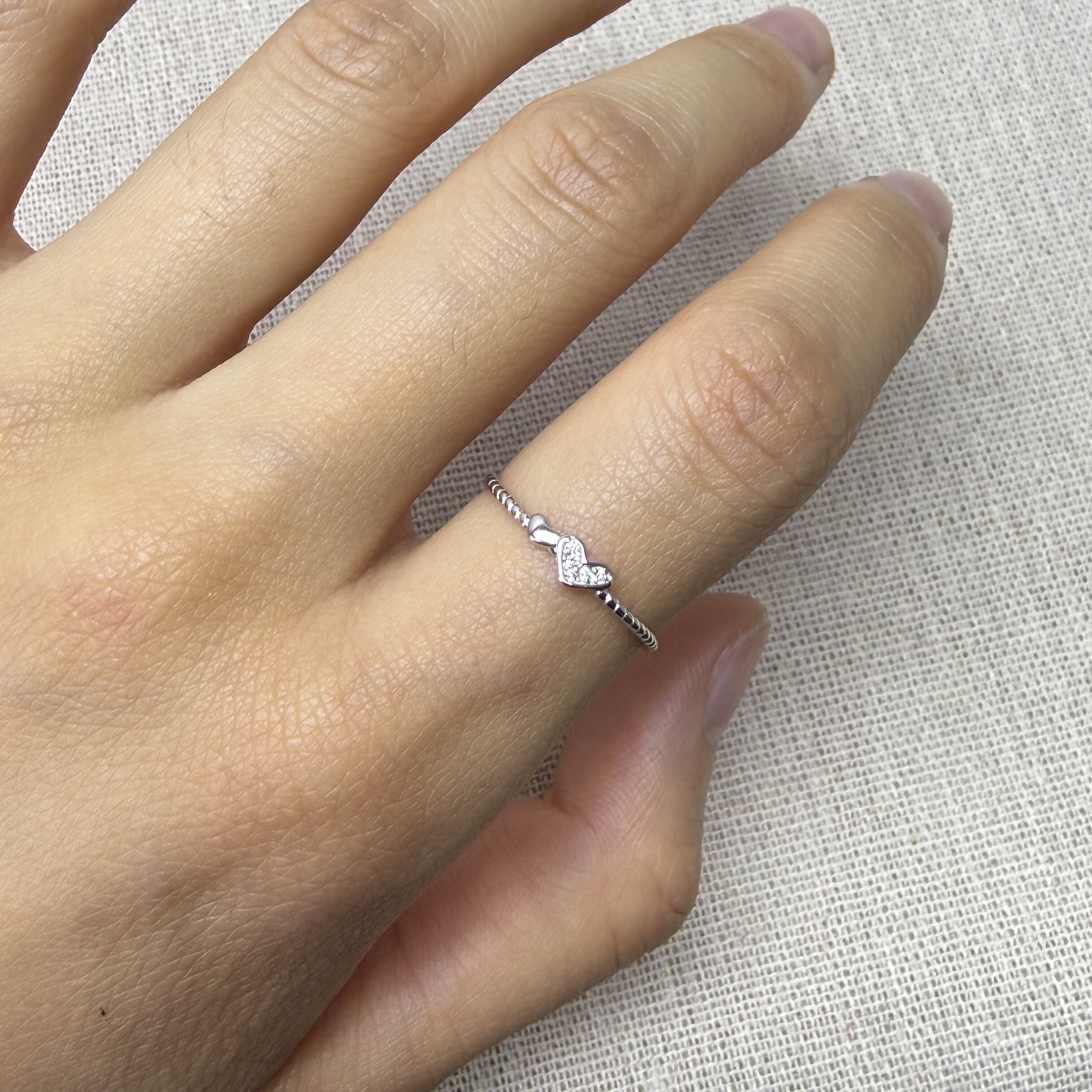 Pure silver 999 sterling silver small love zircon diamond ring women's fashion niche light luxury daily versatile open ring