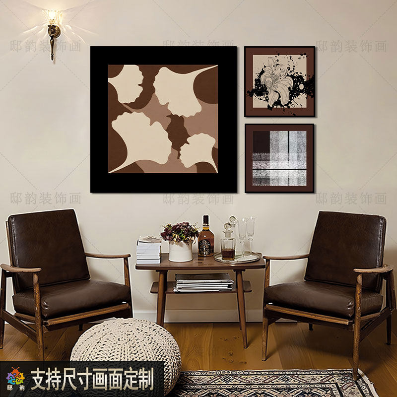 中古风民宿酒店餐厅装饰画样板间客厅组合晶瓷画软装墙面挂画定制,淘宝优惠券,粉丝福利购,淘宝优惠卷