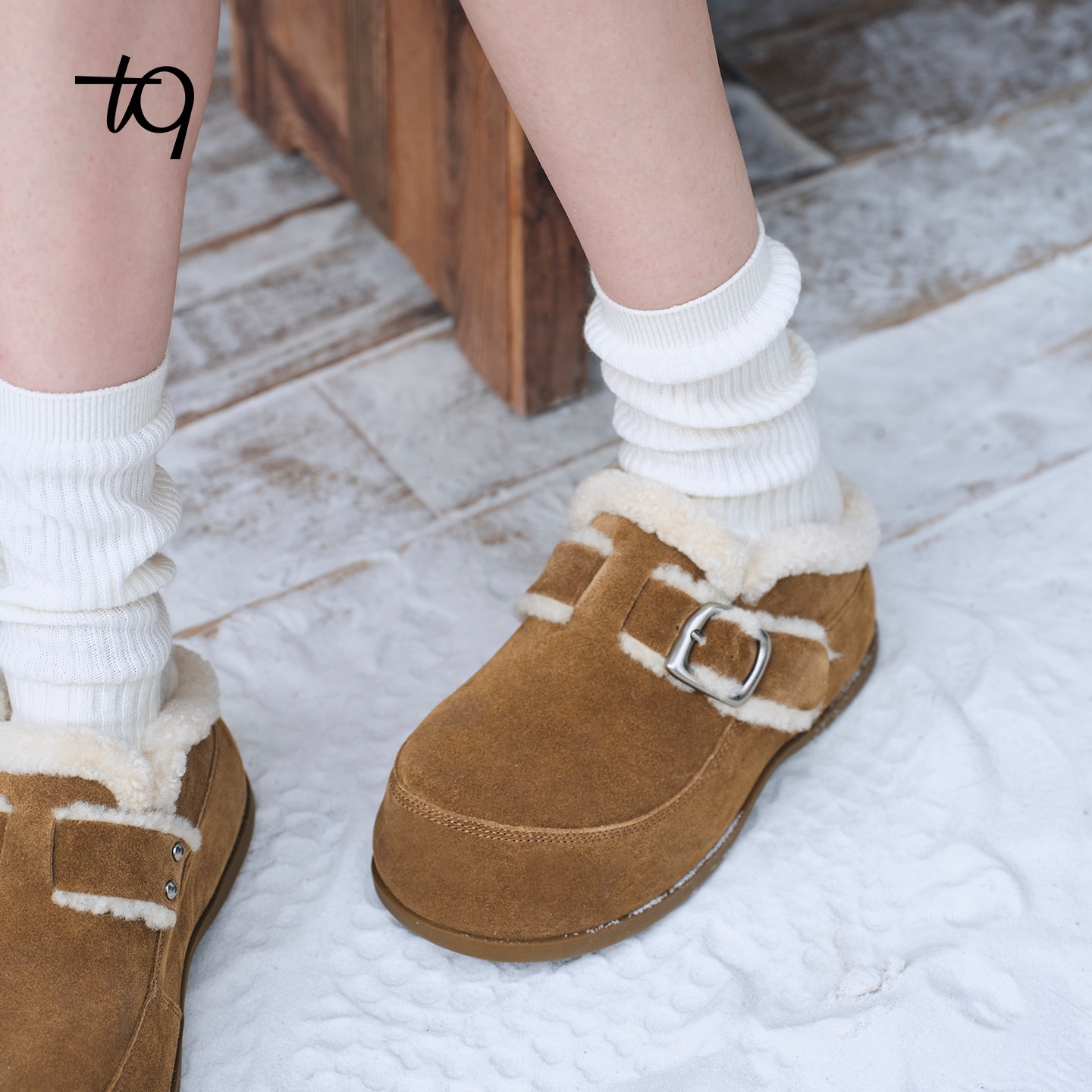 Talitaqoom2025冬季新款暖棕扣饰毛绒勃肯鞋复古加绒保暖勃肯拖女,淘宝优惠券,粉丝福利购,淘宝优惠卷