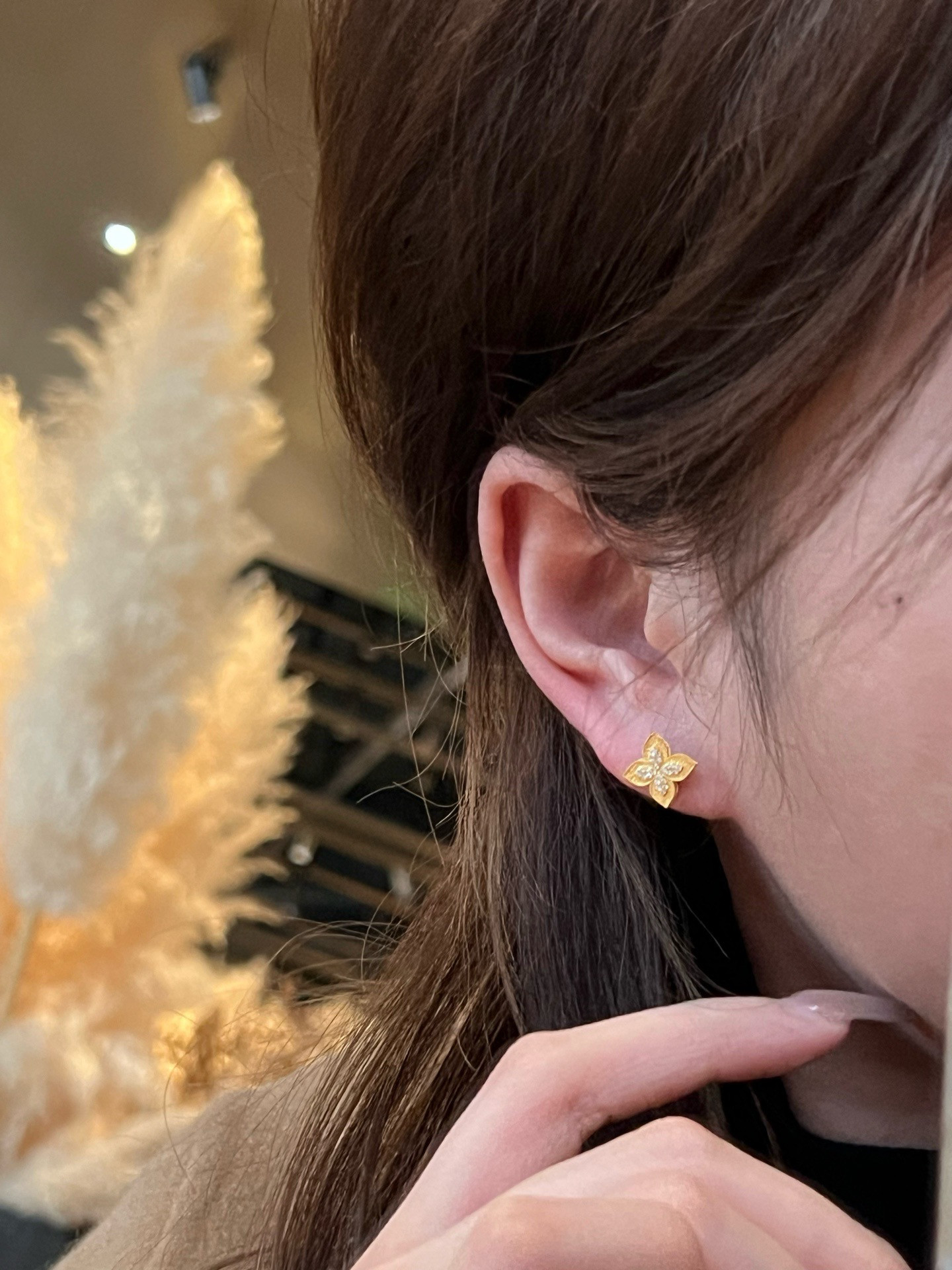 宫廷四叶草耳钉黄金镶嵌999足金,淘宝优惠券,粉丝福利购,淘宝优惠卷