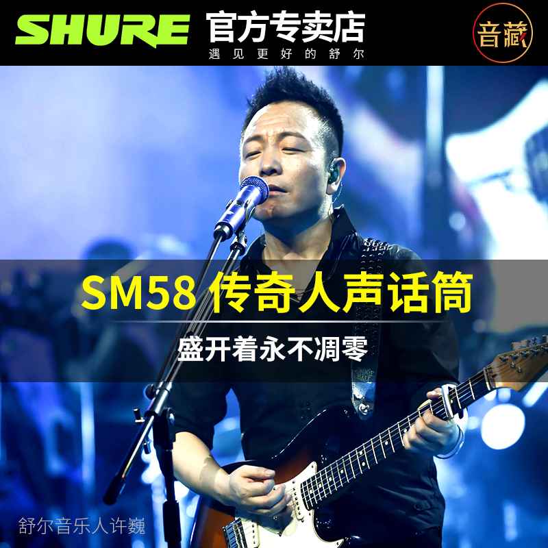 Shure/舒尔sm58舞台动圈专业麦克风弹唱录音有线话筒直播设备全套 - 图0