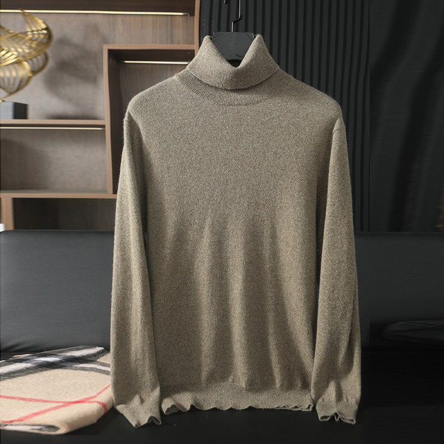 New autumn and winter men's simple high lapel cashmere sweater