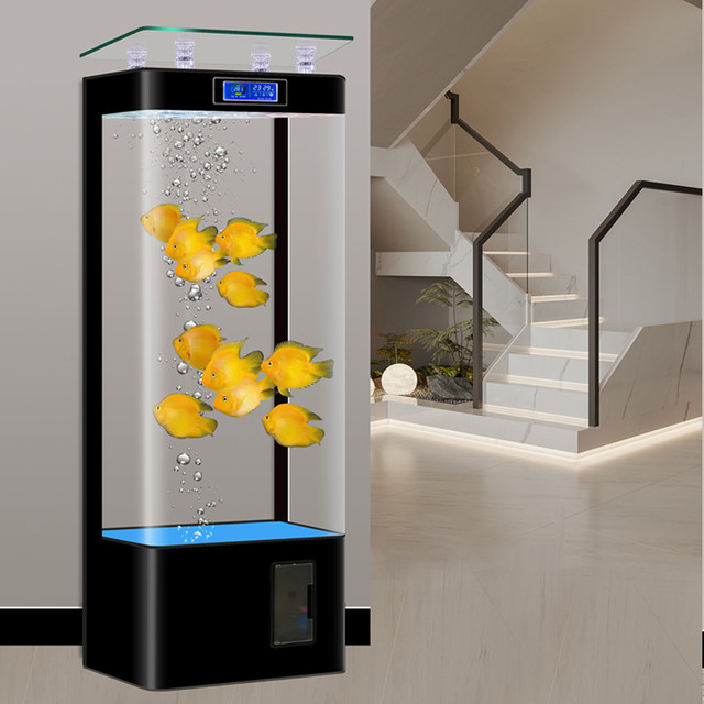 New square fish tank for living room, small and medium-sized vertical aquarium for lazy people, no need to change water, goldfish tank upper filter