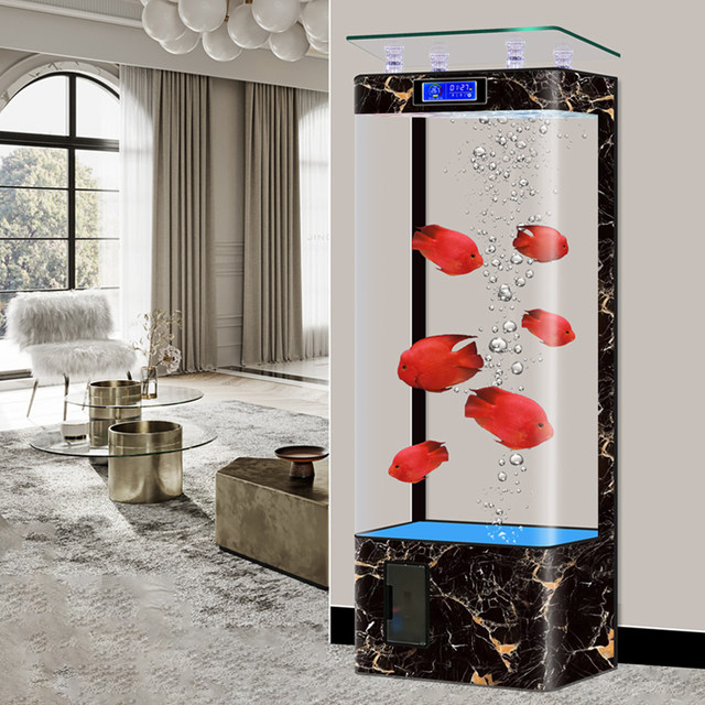 New square fish tank for living room, small and medium-sized vertical aquarium for lazy people, no need to change water, goldfish tank upper filter