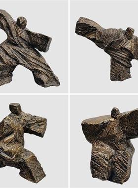 新中式酒店别墅家居透明树脂抽象太极人物摆件桌面装饰品太极雕塑