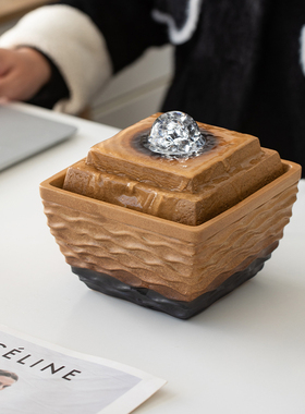 陶瓷流水喷泉客厅摆件风水轮招财水景循环水系开业吧台乔迁礼品