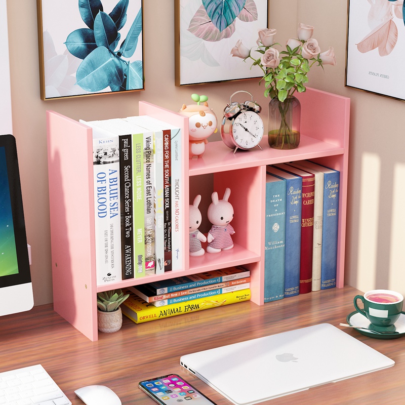 书架桌面置物架儿童书桌上简易小型书柜办公室家用电脑桌学生收纳 - 图2
