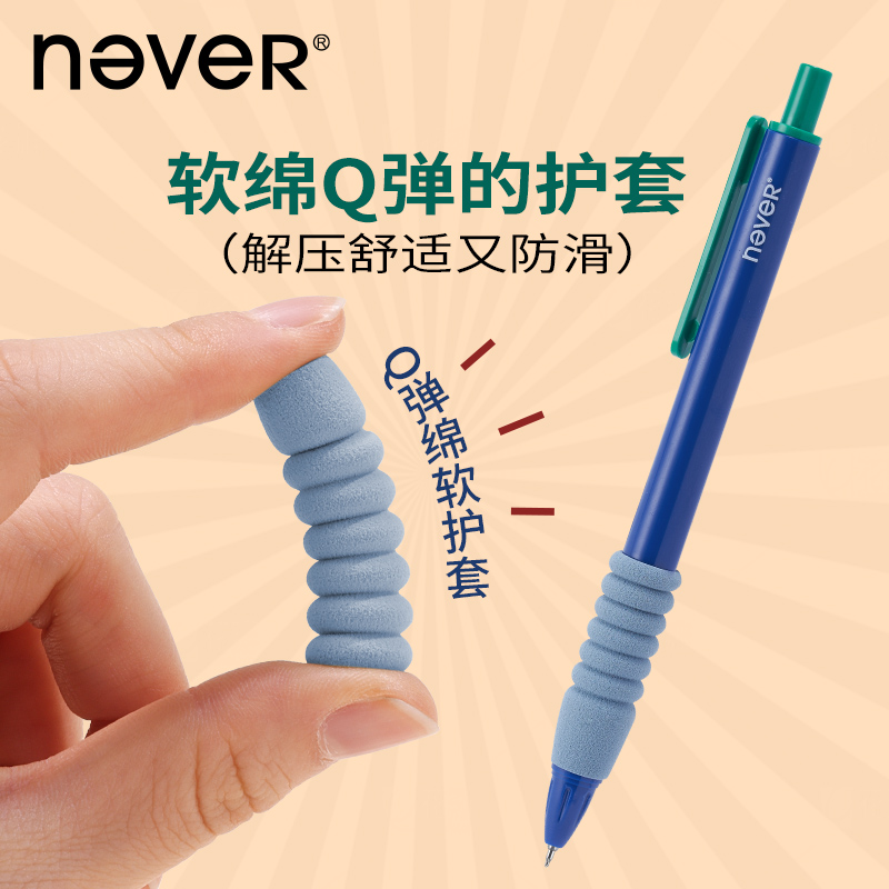 【新款】never玩趣空气笔复古风速干刷题笔中性笔按动笔高颜值手感好st头学生用 - 图1