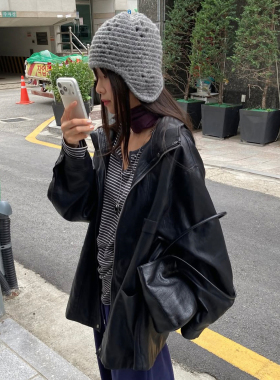 冬季复古灰护耳显脸小针织飞行帽