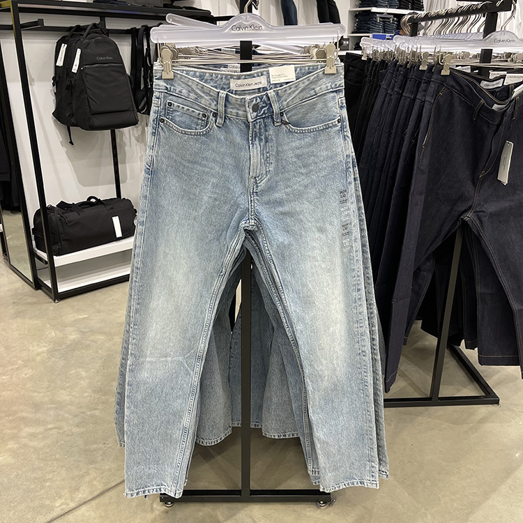 CK Calvin Klein新款男士潮流做旧舒适显瘦修身直筒牛仔裤长裤子