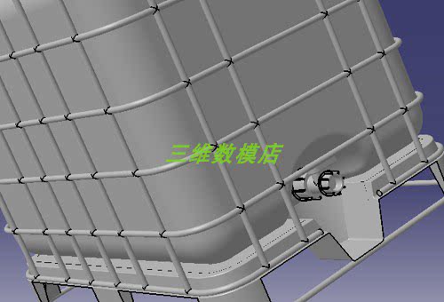 275加仑吨容量油箱桶水箱3D三维几何数模型铁框架Solidworks容器 - 图1
