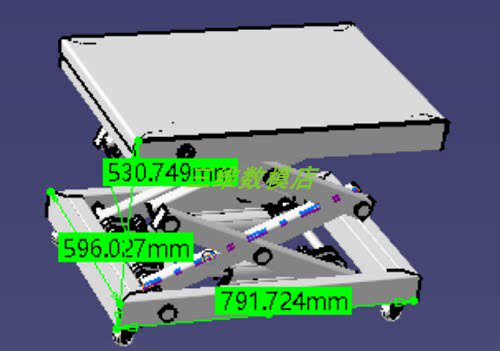 1米移动剪叉式液压升降机平台车3D三维几何数模型手动装卸梯图纸 - 图0