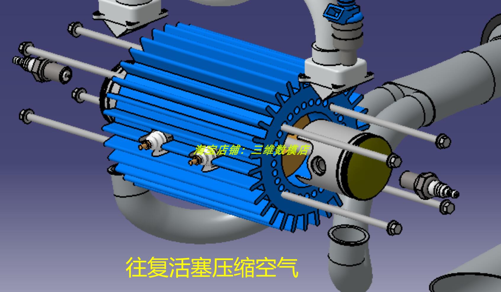 往复活塞式发电机组3D三维几何数模型Solidworks发明stp火花塞 - 图2