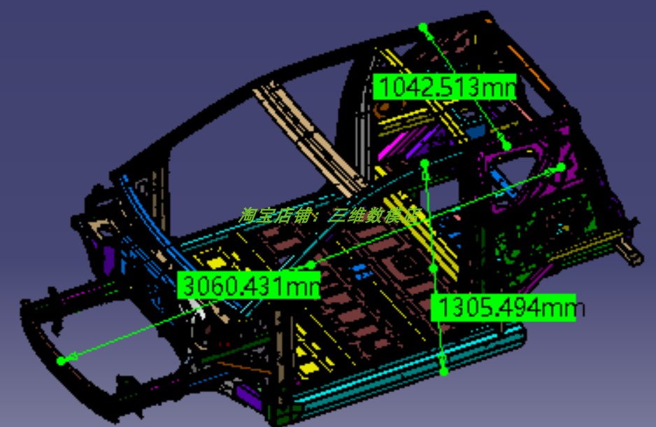 3米电动小汽车白车身BIW骨架3dxml格式三维几何数模型小型轿车 - 图1