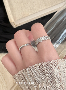 钻石糖｜akiomoon十七月光超闪锆石开口戒指小众设计感叠戴女指环