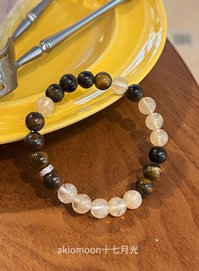 王嘉尔同款｜akiomoon十七月光黄虎眼石金发晶手作高级感手串女