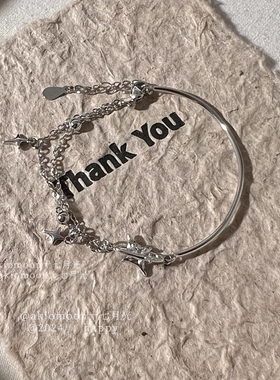 akiomoon十七月光夏季星芒半镯半链星星锆石手链手镯小众女新款夏