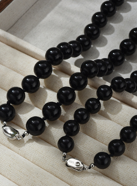 网红博主同款黑玛瑙珠珠项链女
