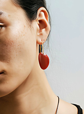 异形红玛瑙黑绳项链女