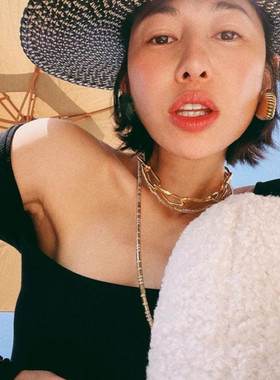 重工金色肌理链条项链女