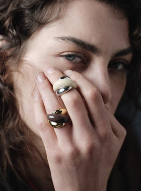 美拉德撞色开口戒指女