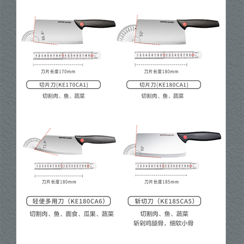苏泊尔菜刀不锈钢果蔬刀切水果刀切薄片家用厨房刀具厨师刀180CA6 - 图1