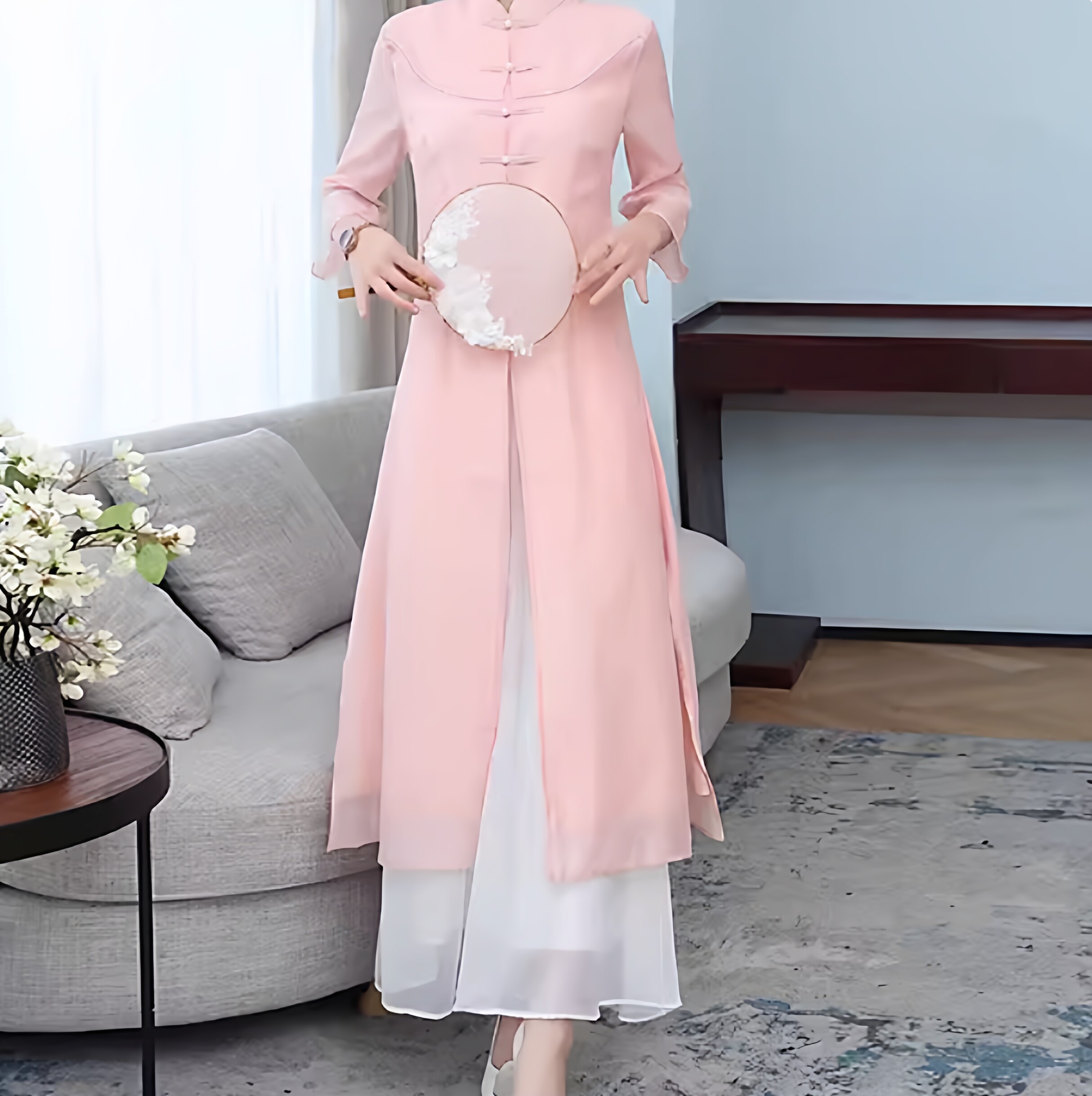 茶服女2026旗袍式修身夏装禅意文艺复古汉服套装中国风民族雪纺连