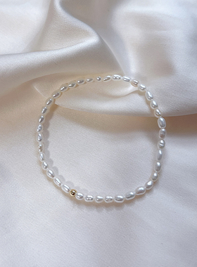 天然淡水珍珠小米珠手链女款弹力绳不掉色轻奢小众女生礼物少女感