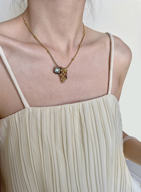 vintage钛钢毛衣项链秋冬