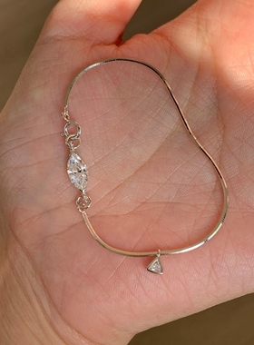 红色马眼钻三角钻水滴手链女