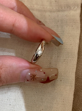 S925纯银八芒星亮面戒指女