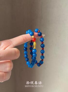 新中式蓝色串珠锦鲤手串