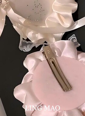 氛围感少女蕾丝蝴蝶结生日帽发夹