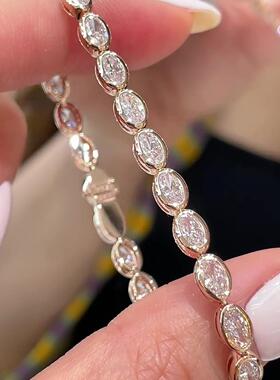 S925纯银玫瑰金泡泡钻手链女