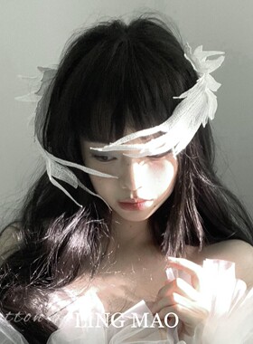 天使之翼白色羽毛翅膀发夹头饰女