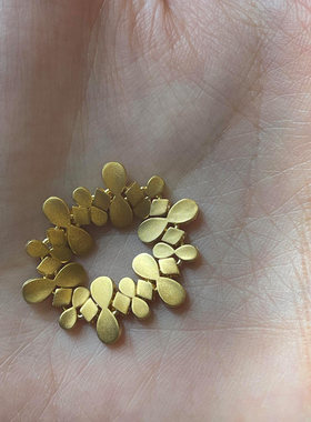 S925纯银金色花朵戒指女