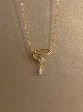 浪漫宇宙~土星环绕闪钻吊坠项链