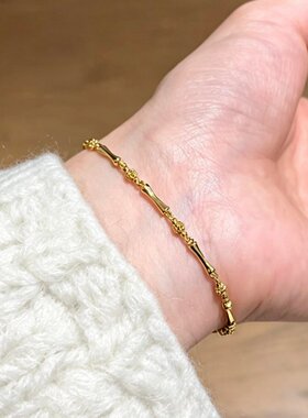 S925纯银新中式金色竹节手链女
