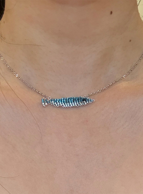 渐变蓝色秋刀鱼项链女款秋冬配饰