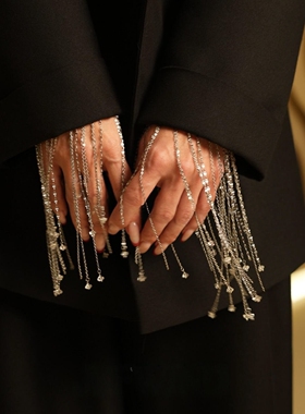 衬衫西装袖口闪钻流苏手链女