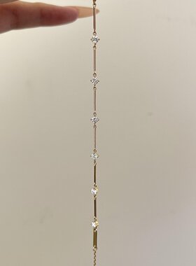 S925纯银简约闪钻拼接手链女